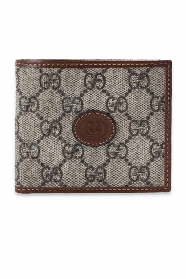 24AW new/GUCCI GGレザートリムウォレット Wallet Brown Medium Double G wallet with bamboo in brown leather | GUCCI® US